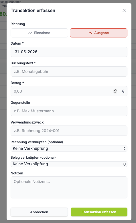 Transaktion erfassen
