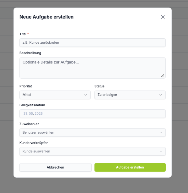 Neue Aufgabe